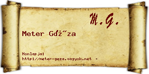 Meter Géza névjegykártya
